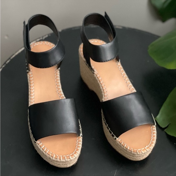 Frye & Co Amber Espadrille Wedge Platform Sandals Wedge Ankle Strap Black - Picture 3 of 11